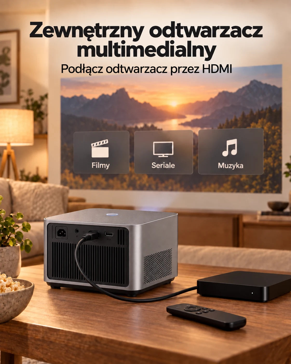ProjektorLand Grand Cinema – kompatybilny z 4K, natywny Full HD 1080p, 580 ANSI lumens, HDMI i USB