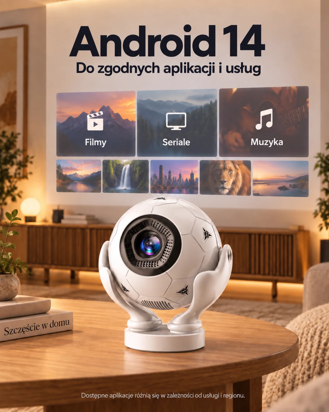ProjektorLand Orbit Pro mini projektora – 500 ANSI lumens, natywny Full HD 1080p, elektroniczny fokus, Android 14 i Wi-Fi 6
