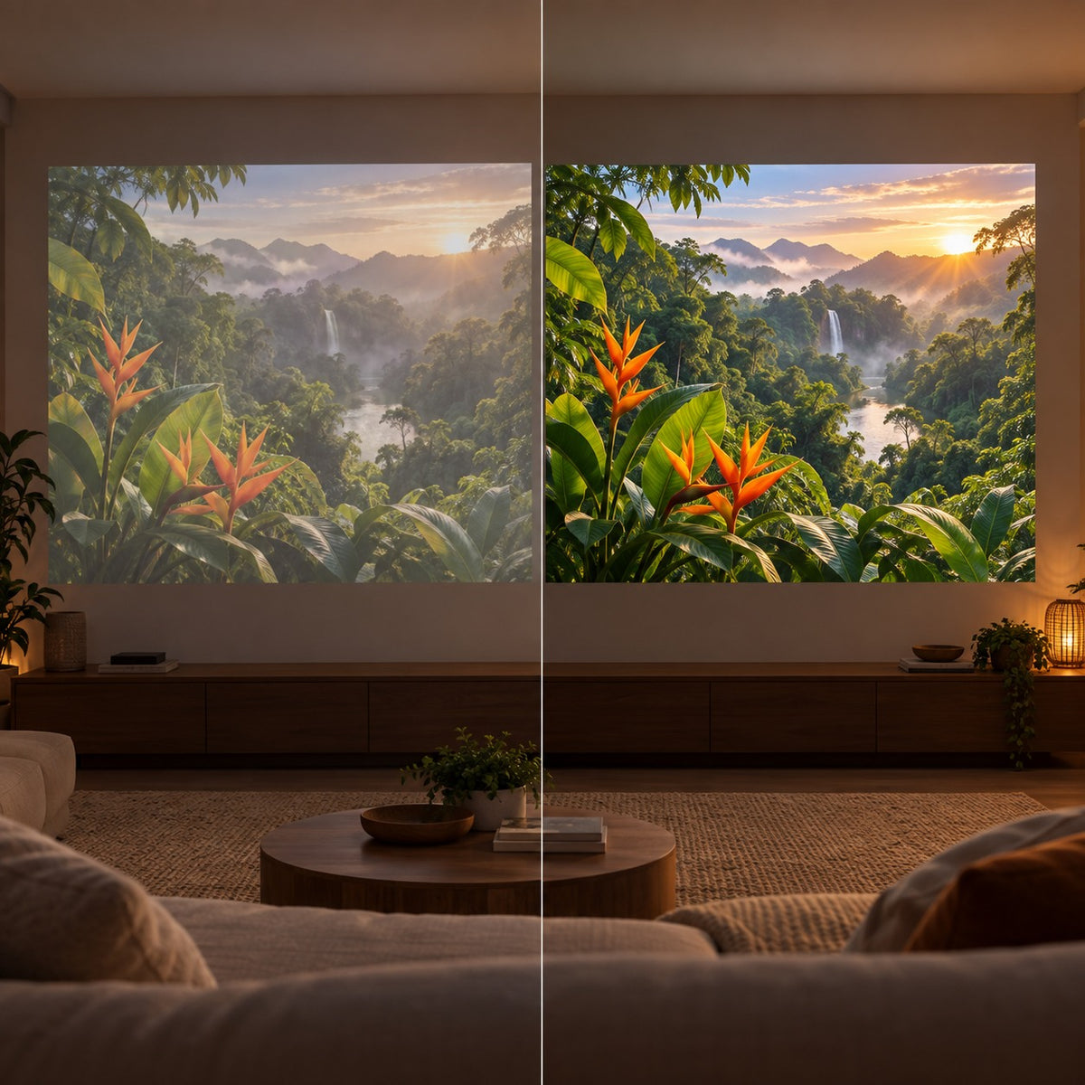 ProjektorLand Panorama – 900 ANSI lumens, natywna rozdzielczość Full HD 1080p, Android TV 11, automatyczna ostrość i 200° regulowalny statyw