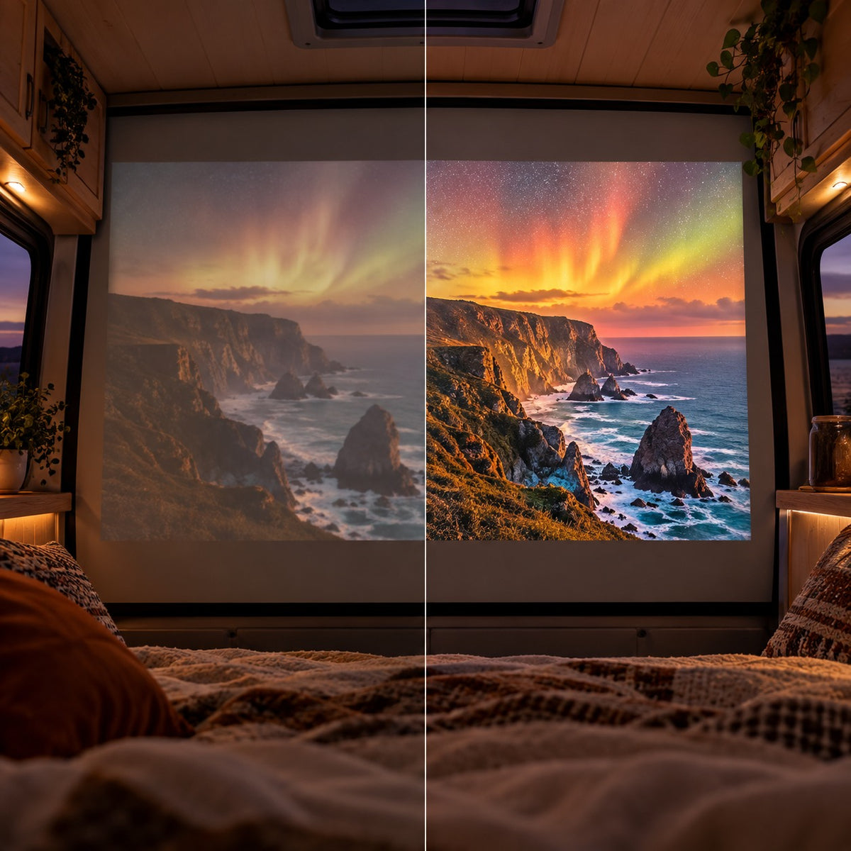 ProjektorLand Vista – mini projektor 260 ANSI lumens, natywna rozdzielczość HD 720p, automatyczna ostrość i Android 11