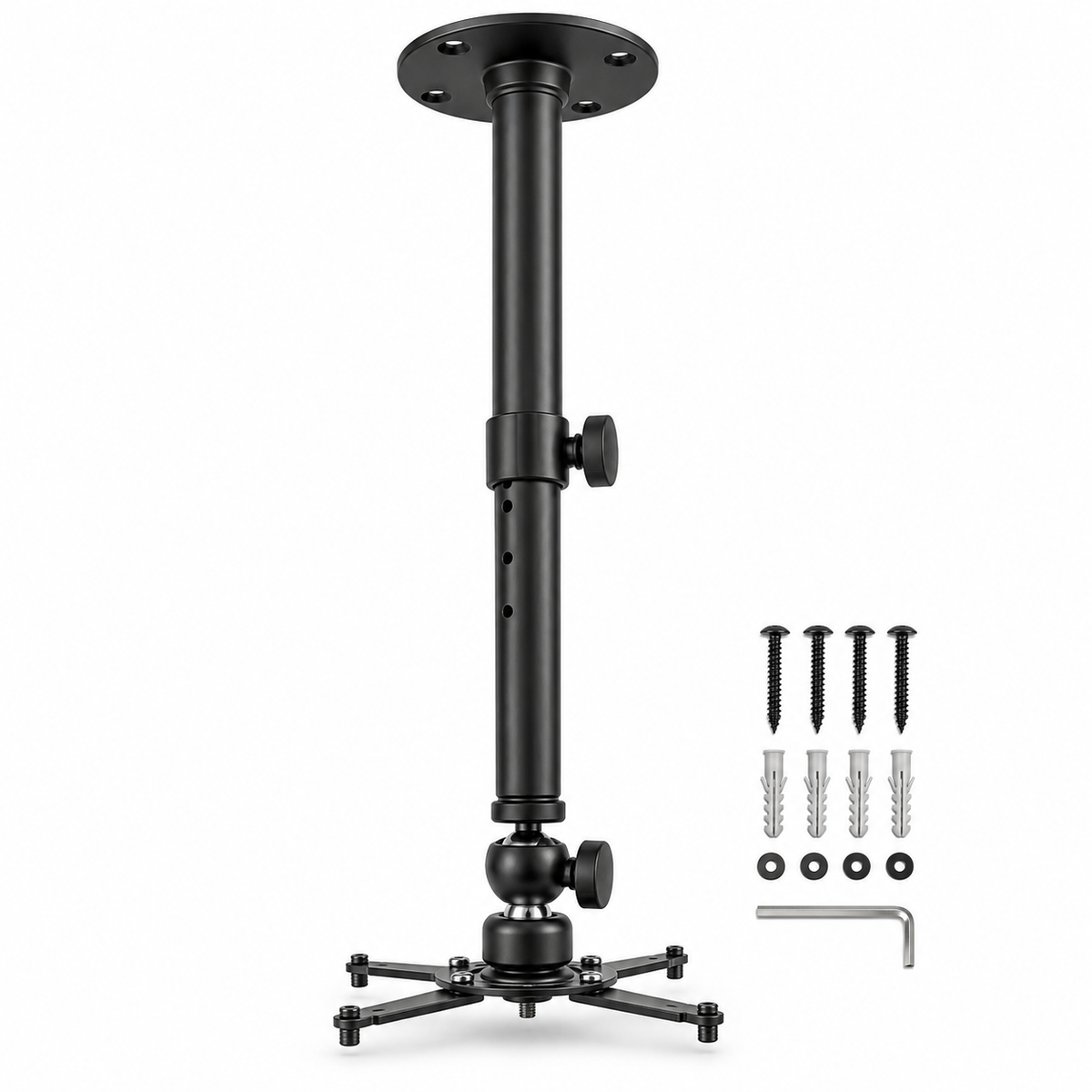 Czarny teleskopowy uchwyt do projektora 30–60 cm