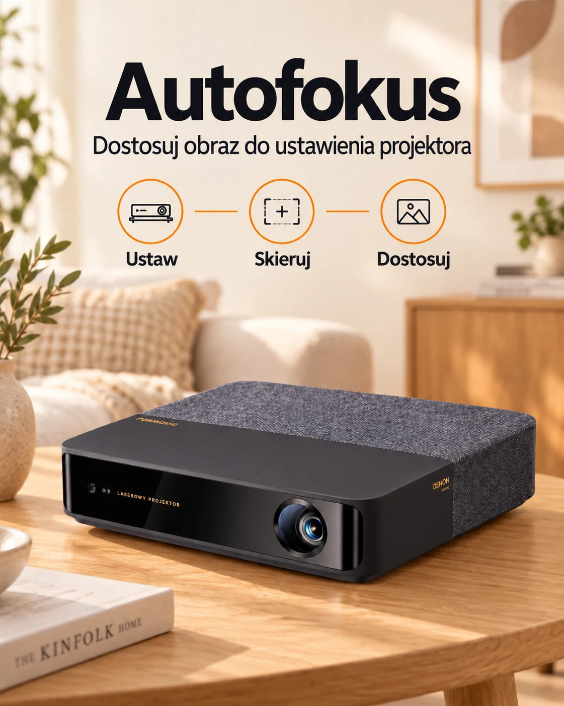 ProjektorLand Aura Laser – projektor laserowy zgodny z 4K UHD, natywna rozdzielczość Full HD 1080p, 1100 ANSI lumens