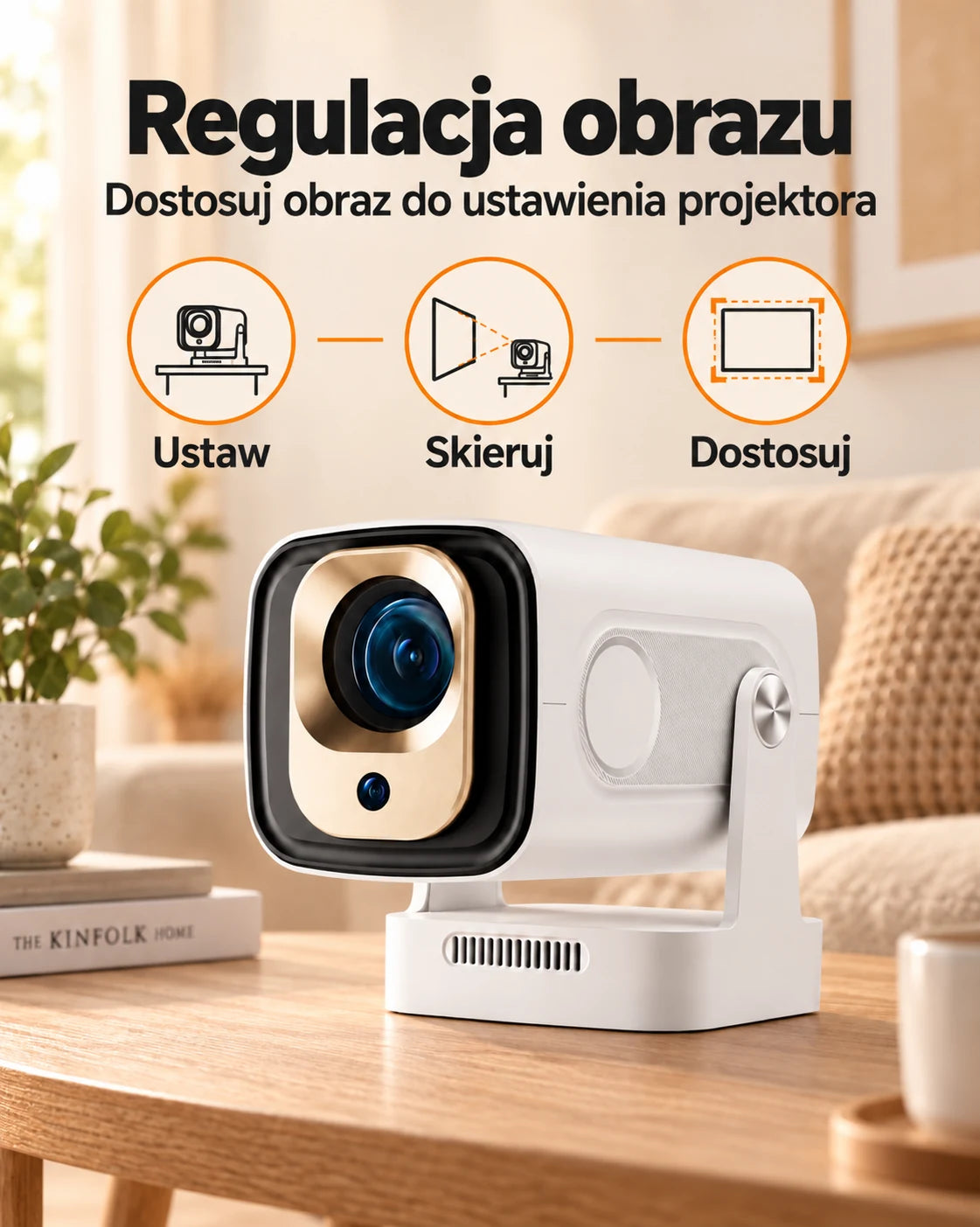 ProjektorLand Nova – mini projektor 260 ANSI lumens, natywna rozdzielczość Full HD 1080p, Android, Wi-Fi 6 i Bluetooth 5.4