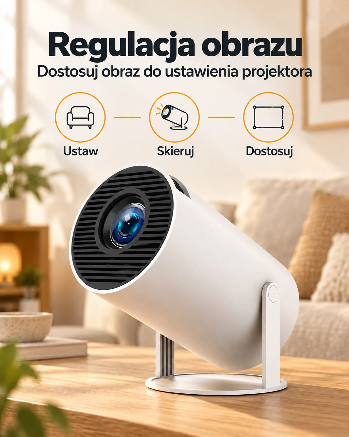 ProjektorLand Luma Compact – mini projektor 200 ANSI lumens, natywna rozdzielczość HD 720p, Android 14, Wi-Fi 6 i głośniki 5 W