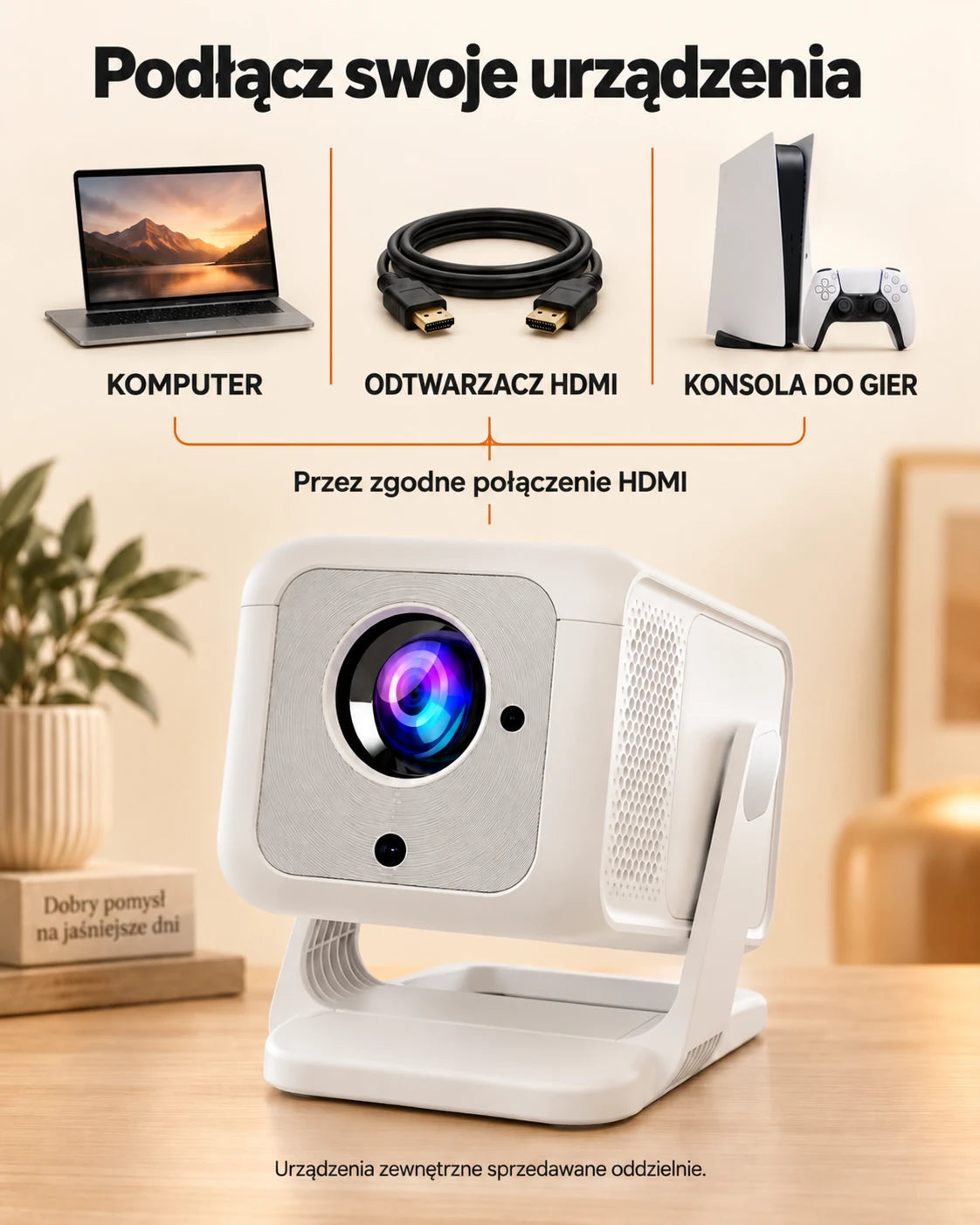 ProjektorLand Nova Plus mini projektora – 420 ANSI lumens, natywny Full HD 1080p, autofocus, Android i Wi-Fi