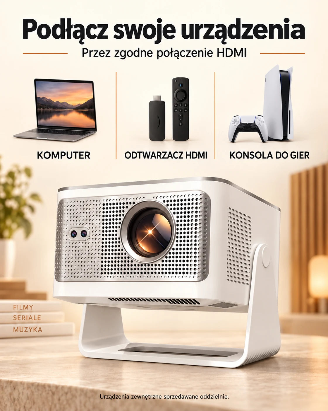 ProjektorLand Horizon Max – 600 ANSI lumens, natywny Full HD 1080p, autofocus, Android 14, Wi-Fi 6 i Bluetooth 5.4