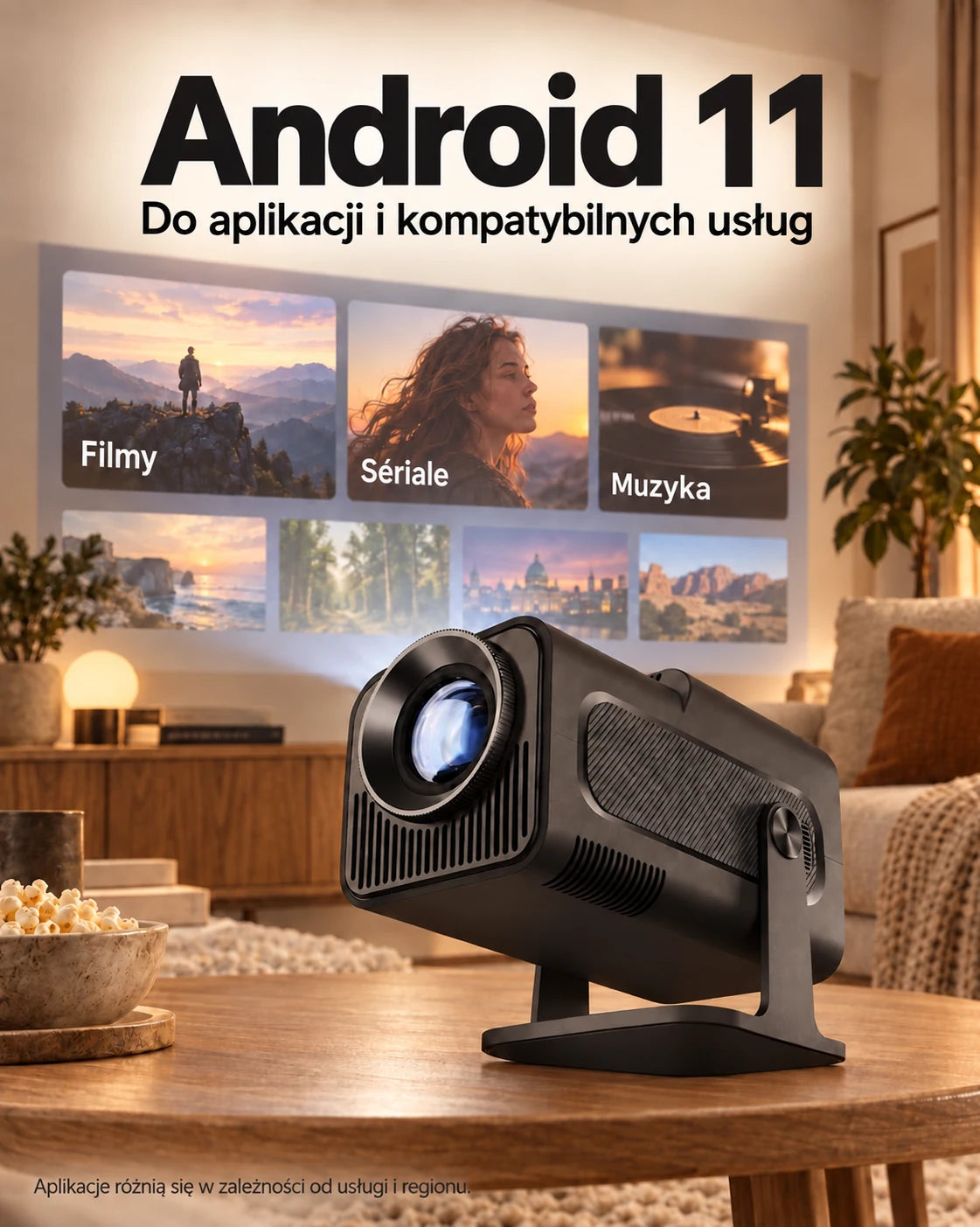 ProjektorLand Nomad Mini – 300 ANSI lumens, natywny HD 720p, Android 11, Wi-Fi 6, Bluetooth i obrót o 180° – Prezentacja produktu 2