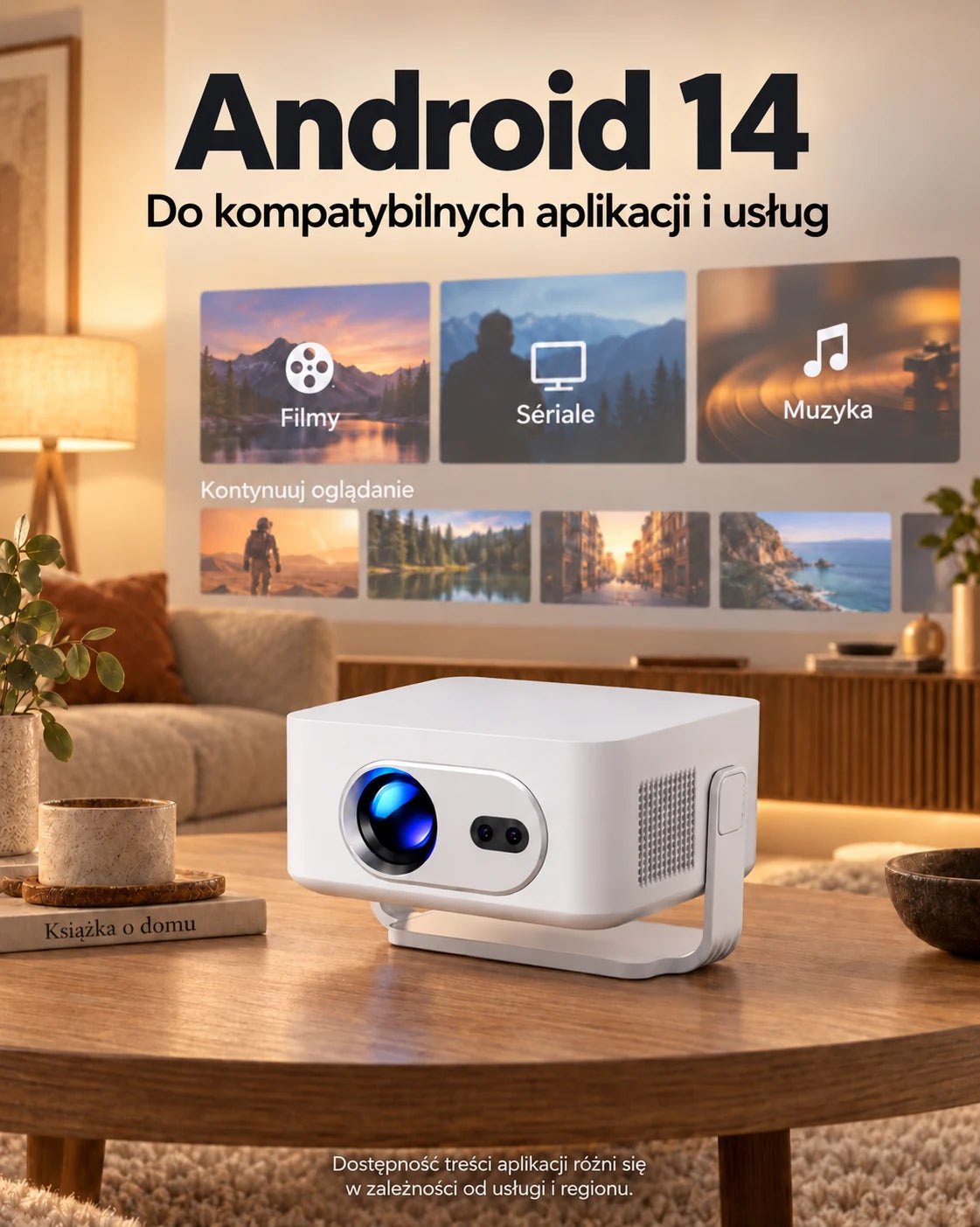 ProjektorLand Vista Max – mini projektor 260 ANSI lumens, natywna rozdzielczość HD 720p, automatyczna ostrość, Android 14 i Wi-Fi 6 – Prezentacja produktu 2