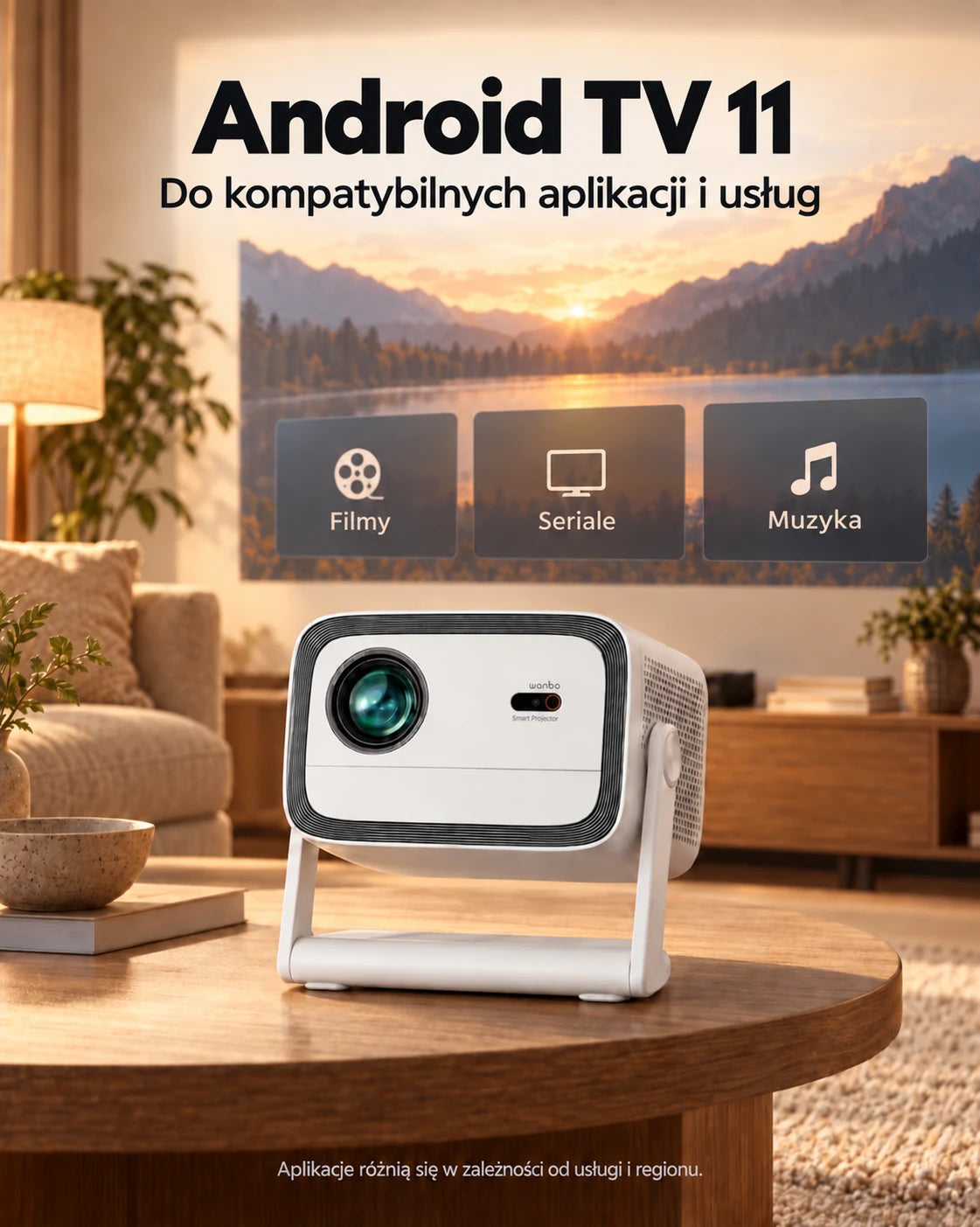 ProjektorLand Panorama – 900 ANSI lumens, natywna rozdzielczość Full HD 1080p, Android TV 11, automatyczna ostrość i 200° regulowalny statyw – Prezentacja produktu 2