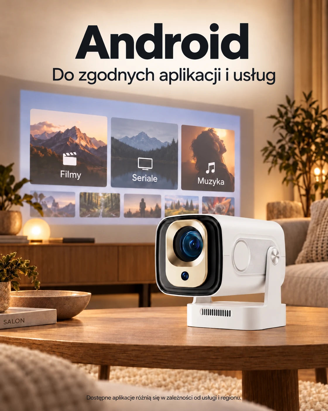 ProjektorLand Nova – mini projektor 260 ANSI lumens, natywna rozdzielczość Full HD 1080p, Android, Wi-Fi 6 i Bluetooth 5.4 – Prezentacja produktu 2